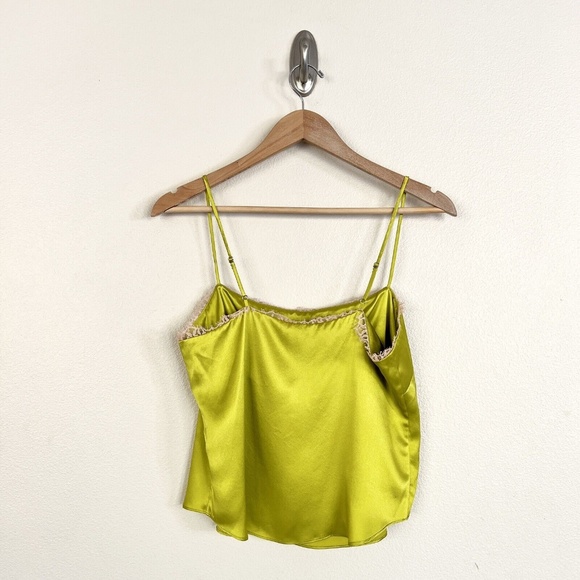 FLEUR DU MAL Straight Neck Lace Trim Cami Top in Chartreuse - Picture 8 of 10
